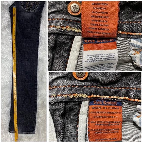 Rock Revival Debbie Boot Cut Stretch Jeans Pocket Flaps Embroidered Size 27 - Picture 12 of 12